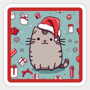 Pu-sheen Santa kitty Sticker